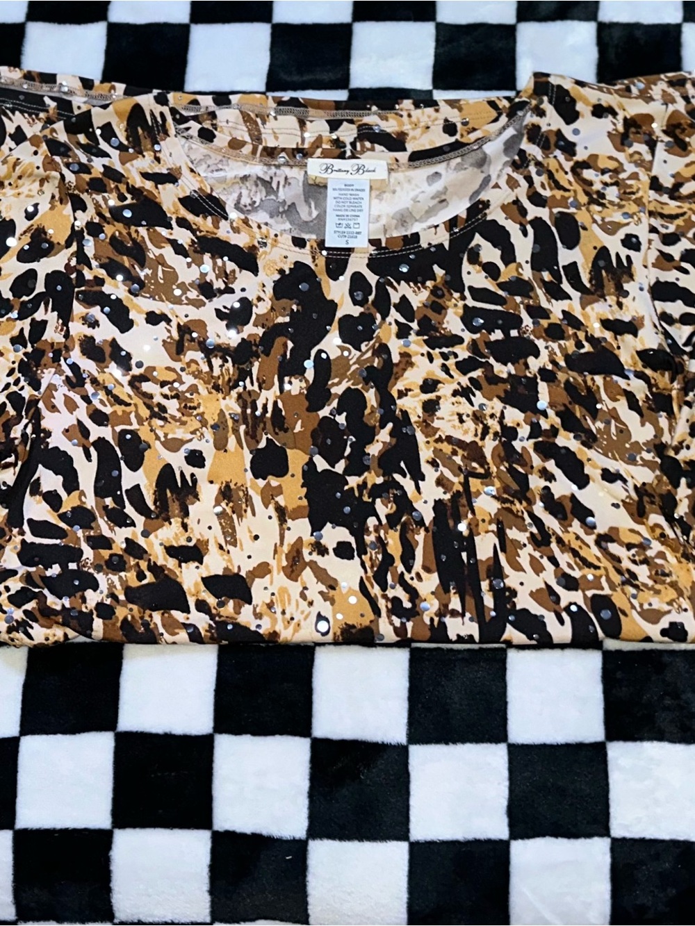 Blouse Bundle 2 Pc Perception Concept Brittany Black Sequin Print Tops S
